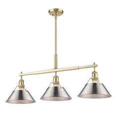 three light pendant fixture in an antique brass finish