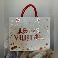 Received With My Recent Purchase Of Sunglasses. Red Shopping Bag With Logo, Red Shopping Bags With Logo, Luxury Logo Bags As Gifts, Authentic Louis Vuitton Bags, Leather Card Wallet, Vuitton Bag, Louis Vuitton Bags, Chain Bags, Authentic Louis Vuitton