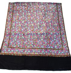 Product Description Kashmir Hand Embroidered Woolen Shawl  Description Hand Emroidered multicolour woolen shawl. Papier Mache Embroidery is done by hand using needlepoint. This type of embroidery is the most tough to acheive and is very rare now. It is called papier mace because it resembles the papier mache design and all surface of fabric is covered by embroidery by continuous overlapping embroidery done by needle giving a painting type effect like papier mache. Details Condition: New Backgoun Multicolor Jamawar Shawl With Embroidered Border, Multicolor Pashmina Shawl With Embroidered Border, Traditional Multicolor Pashmina Shawl With Floral Embroidery, Traditional Multicolor Floral Embroidered Pashmina Shawl, Multicolor Pashmina Fabric With Embroidered Border, Multicolor Embroidered Pashmina Shawl For Festivals, Multicolor Embroidered Shawl For Festivals, Multicolor Shawl With Intricate Embroidery In Traditional Drape, Multicolor Intricate Embroidered Pashmina Fabric