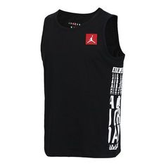 Air Jordan Sports Training Cotton Basketball Vest Men's Black BV6356-010 Black Technical Activewear With Graphic Print, Technical Black Activewear With Graphic Print, Black Sleeveless Activewear With Graphic Print, Black Sleeveless Graphic Print Activewear, Black Activewear With Graphic Print For Training, Urban Black Breathable Activewear, Black Activewear With Logo Print For Sports Season, Black Activewear With Logo Print For Sports, Black Athletic Fit Activewear With Graphic Print