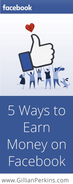 facebook cover with the words 5 ways to earn money on facebook and an image of people holding