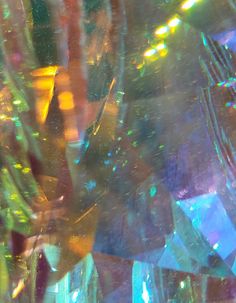 a close up view of colorful glass objects