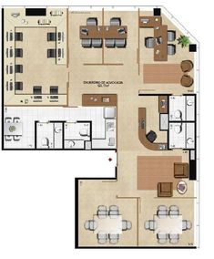 the floor plan for an office with two desks and one living room in it