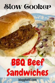 slow cooker bbq beef sandwiches with cole slaw