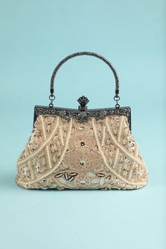 Vintage Beaded Evening Handbag for Wedding Party – ZAPAKA Elegant Embellished Evening Bag For Banquet, Beige Embellished Evening Bag For Party, Elegant Handheld Beaded Evening Bag, Embellished Handheld Evening Bag, Handheld Embellished Evening Bag, Embellished Clutch For Banquet, Elegant Beaded Shoulder Bag For Events, Handheld Beige Evening Bag For Party, Beige Handheld Evening Bag For Party