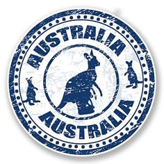 an australian stamp with the words australia and kangaroos in blue on a white background