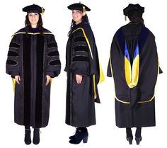 three people in graduation gowns and hats