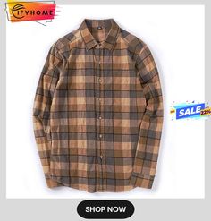 Men's Shirt Button Up Shirt Plaid Shirt Casual Shirt Red & White Brown Long Sleeve Plaid / Check Turndown Daily Vacation Clothing Apparel Fashion Casual Comfortable Brown Long Sleeve Shirt With Buttons, Winter Brown Shirt With Buttons, Casual Brown Winter Shirt, Brown Slim Fit Button-up Shirt, Brown Cotton Shirt With Casual Collar, Brown Cotton Shirt For Winter, Brown Long Sleeve Flannel Shirt For Spring, Brown Long Sleeve Cotton Shirt, Brown Spread Collar Shirt For Winter