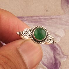 #Mother's Day gift itemsNatural Green Jade AAA+Quality Gemstone Ring,Engagement Ring 925-Antique Silver Ring,Round Stone Ring,Sterling Silver Ring,Index Finger Ring Stone Name - Green Jade Stone Color - Green Ring Size - 5 To 14 Size Available 2021 Spring Summer Trends Design ETSY MOTHER' DAY GIFTLabor Day # BestSeller bridesmaid gift personalized jewelry deco -handmade christmas gifts birthstones best friend gifts christmas decorationsetsy cyber week sale 2021 gift for herValentine's Day Early Sterling Silver Emerald Ring With Round Band As Gift, Emerald Ring With Sterling Silver Round Band As Gift, Sterling Silver Crystal Ring For May Birthstone, Sterling Silver Crystal Ring With May Birthstone, Green Stackable Rings For Gift, Adjustable Silver Emerald Ring, Silver Round Emerald Promise Ring, Stackable Emerald Gift Ring, Gift Stackable Round Emerald Ring