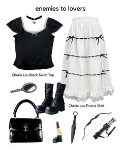 the contents of a woman's outfit including boots, umbrellas and other accessories