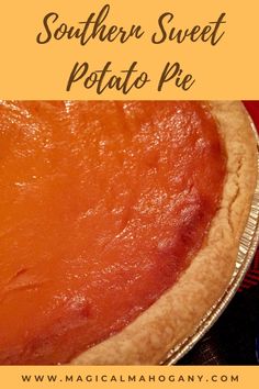 the southern sweet potato pie is ready to be baked in the oven and served for dinner