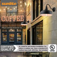 an advertisement for the sunlite coffee roasting co in front of a restaurant