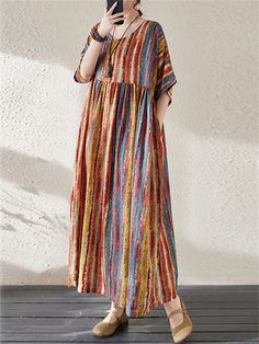 Description Product ID: DS2032739 Material: Cotton, Linen Pattern: Stripe Sleeve: Half Sleeve Season: Summer Style: Casual Occasion: Daily, Gifts, Party Package included: 1 * Dress Size Chart(Asian Size): Please allow 1-3 cm measured error. Size Length Chest Hem One Size 120cm | 47.2 in 142cm | 55.9 in 130cm | 51.2 in Linen Pattern, Party Package, Striped Sleeve, Yellow Stripes, Dress Size Chart, Dress For Women, Half Sleeve, Green Yellow, Boho Dress