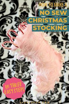 a No Sew Christmas Stocking, perfect for Christmas Stocking Stuffers, holiday décor, and handmade holiday gifts, made with free pattern and step by step tutorial from fleece fun Sew Christmas Stocking, Christmas Stocking Patterns, Stocking Patterns, Sew Christmas, Fun Holiday Crafts, Sewing Patterns Free Women, Baby Stocking, Craft Easy, Christmas Stocking Pattern