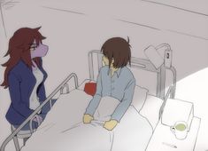 two anime characters in a hospital bed