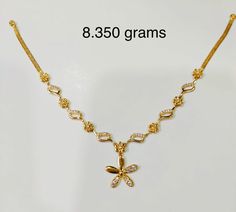 Casting necklace 8.350 grams Baby Girl Gold Chain Designs, Simple Haram Designs Gold, 10 Gram Gold Necklace Design, Necklace For Baby Girl, Beaded Wedding Jewelry, Simple Necklace Designs, Gold Jewelry Prom, Black Gold Necklace, Beautiful Gold Rings