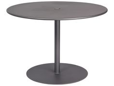 a round metal table with a circular base