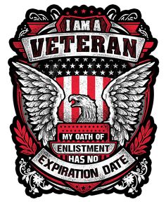 an eagle with the words i am a veteran on it