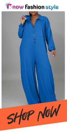 Blue Fashion Casual Solid Patchwork Turndown Collar Regular Jumpsuits Blue Stretch Jumpsuit With Long Sleeves, Blue Non-stretch Solid Color Jumpsuits And Rompers, Blue Long Sleeve Jumpsuits And Rompers For Fall, High Waist Blue Jumpsuit With Solid Color, Blue High Waist Solid Jumpsuits And Rompers, High Waist Blue Jumpsuits And Rompers, Casual Blue Stretch Jumpsuits And Rompers, Trendy Blue Non-stretch Jumpsuits And Rompers, Blue Stretch Casual Jumpsuits And Rompers