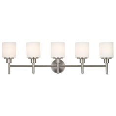 Aubrey 5-Light Satin Nickel Vanity Light - Super Arbor Vanity Lighting Over Mirror, Traditional Vanity, Led Vanity Lights, Bathroom Vanity Light, Bathroom Light, Led Vanity, Bathroom Wall Lights, Bath Vanity Lighting, Beautiful Lighting