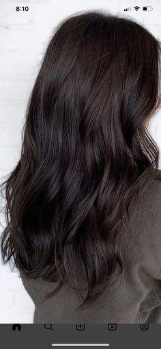 Thick Black Hair Aesthetic, Super Dark Chocolate Brown Hair, Dark Brown Solid Hair Color, Level 4 Chocolate Brown Hair, Cool Brown Black Hair, Espresso Tini Hair, Dark Brunette Hair Blue Eyes, Dark Natural Brown Hair Color, Dark Brown Hair Purple Tint