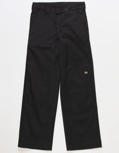 Dickies Double Knee Pants. Button Front Waist With Zipper Fly. Slant Hand Pockets. Two Back Welt Pockets. Additional Multi-Use Pocket On Right Leg With Woven Label. Knee Panels With Woven Label On Left Knee. Straight Legs. Leg Opening: 17''. 65% Polyester, 35% Cotton. Machine Wash. Imported. | Dickies Double Knee Boys Pants Dickes Pants, Men’s Pants, Dickies Black Cargo Pants, Dickies Skate Pants, Dickies Outfits Men, Dickies Navy Pants, Baggy Pants Men, Dickies Work Pants Black, Double Knee Pants