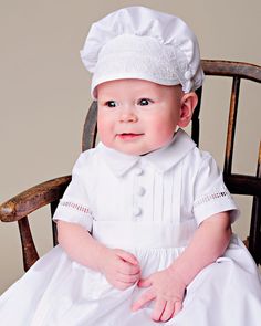 Sean Christening Gown 3 Formal Fitted Dresses With Pintucks, Classic Fitted Dress For Baptism, Classic Fitted Dresses For Church, Baptism Gown, Cotton Gowns, Christening Gown, Baby Baptism, Cotton Slip, Visor Hat