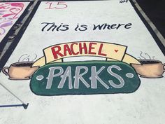 this is where rachel parks painted on the sidewalk