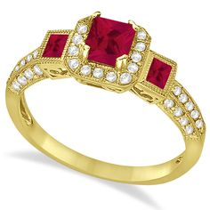 Ruby & Diamond Engagement Ring in 14k Yellow Gold (1.35ctw) Ruby Diamond Engagement Ring, Modern Engagement Ring, Rings Sapphire, Ruby Wedding Rings, Diamond Sapphire Engagement Ring, Sapphire Diamond Engagement, Garnet Engagement Ring, Popular Engagement Rings, Ring Ruby