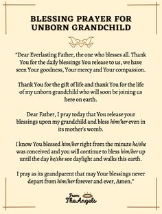 a poem written in the form of an angel with words below it that read, blessing prayer for unicorn grandchild