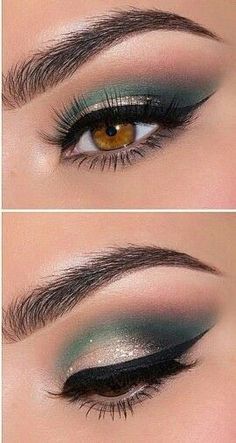 Makeup For A Emerald Green Dress, Simple Makeup For Green Dress, Dark Green Wedding Makeup, Make Up For Hunter Green Dress, Eye Makeup For Light Green Dress, Briadsmaid Make Up, Emerald Green And Gold Eyeshadow, Emerald Green And Silver Makeup, Prom Makeup For Green Dress Full Face