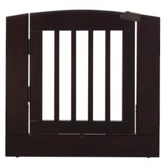 the baby gate is made from wood and has bars on each side, which are attached to