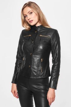 M.M.LEATHER 100% Black Pure Lambskin Biker Women's Leather Jacket All Size XS To XXXL kindly proceed with your order from the given size chart. Highlights-: Material: 100% Real Leather Closure: Zipper Style: Leather Jacket CUSTOMIZE ORDERS: We are also dealing with customize order. We customize our order by our tailors. Just send us the picture of jacket you want to made with providing basic necessary details with your required size. So we can understand your requirements. Our expert team will r Fall Long Sleeve Biker Jacket With Snap Buttons, Winter Biker Jacket With Button Closure And Long Sleeves, Winter Long Sleeve Biker Jacket With Button Closure, Fitted Single Breasted Biker Jacket With Long Sleeves, Fitted Leather Jacket With Buttons For Fall, Classic Leather Jacket With Button Closure, Winter Leather Jacket With Snap Buttons, Single Breasted Biker Jacket For Work And Fall, Classic Leather Jacket With Buttons