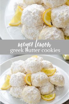 lemon greek butter cookies on a white plate