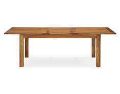 the table is made from wood and has two leaves on each side, with one leaf at