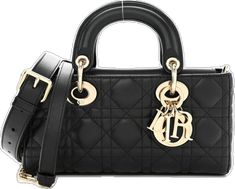 Medium Lady D-joy Bag, Matte Black Lady Dior, Lady Dior Bag Medium Black, Lady Dior Small Black, Black Christian Dior Bag, Small Lady, Leather Chain, Lady Dior Bag, Lady Dior