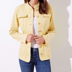 New With Tags. Loft Tie Waist Utility Jacket. This Can Be A Great Jacket To Layer. Color: Yellow. Size: Xs With A Tied Waist, This Utility Jacket Is A Flattering And Pulled Together Update On A Forever Essential. Features: Tab Collar Long Sleeves Flap Chest Pockets Button Front Belt Loops And Tie Belt. Patch Pockets. Back Vent. 100% Cotton. Please Feel Free To Ask Any Questions. Cargo Jacket, Front Bottoms, Stylish Clothes For Women, Work Wardrobe, Fall Shopping, Utility Jacket, Tie Belt, Stylish Women, Varsity Jacket