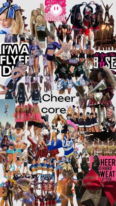 a collage of cheerleaders from the 80s's and early 1990s's