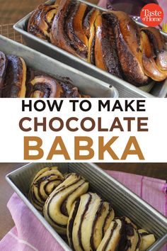 the cover of how to make chocolate babka, with an image of different baked goods