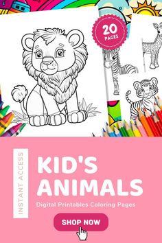 Bring your child's love of animals to life with these adorable animal coloring pages! From cute domestic pets to exotic safari creatures, your little one will have a blast coloring in these fun and engaging designs. These high-quality printables are perfect for kids of all ages and skill levels, and they're a great way to foster creativity and encourage fine motor skills. Download and print today for hours of coloring fun! Printable Animal Coloring Pages, Animal Coloring Pages For Kids, Printable Animals, Animal Coloring, Kids Fun, Easy Crafts For Kids, Animal Coloring Pages