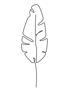 a single line drawing of a leaf