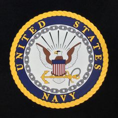 the united states navy emblem is shown on a black background