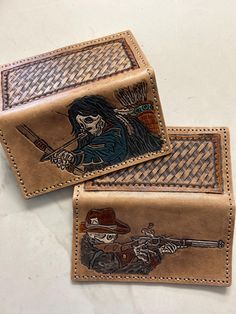 Hand Tooled leather wallets, money clips, purses, bags and clutches Tooled Leather Wallet, Leather Tooling Patterns, Tooling Patterns, Money Clips, Clip Wallet, Hand Tooled Leather, Leather Wallets, Leather Gifts, Money Clip Wallet