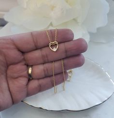 Gold Dainty Necklace, Tiny Heart With CZ Stone, 14k Heavy Plated Gold Necklace, Minimalist Necklace, Tiny Heart Necklace, High Quality #DaintyJewelry #14kGoldNecklace #14kGoldPendant #DaintyNecklace #14kGoldJewelry #GoldHeartPendant #HeartPendant #CzJewelry #MinimalistNecklace #DaintyChains Dainty 14k Gold Heart Necklace With Adjustable Chain, Dainty Silver Heart Necklace Gold Plated, Dainty Silver Gold-plated Heart Necklace, Dainty Gold-plated Silver Heart Necklace, Dainty Gold Plated Silver Heart Necklace, Dainty 14k Gold Open Heart Necklace, Delicate Gold Open Heart Charm Necklace, Delicate Open Heart Gold Charm Necklace, Delicate 14k Gold Heart Necklace With Adjustable Chain