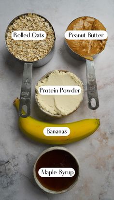 ingredients to make peanut butter banana muffins