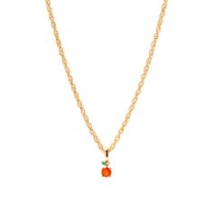 Make a statement with this vibrant orange necklace charm on a Muse twist chain. Add a burst of color to your outfit and show everyone you’re the life of the party – ‘cause hey, why not?! It’s the perfect way to liven up any look. 18" chain length. 24k gold plating over 925 Sterling silver. Necklace charm: 5mm x 15mm caroline, and green onyx stones. Orange Necklace With Adjustable Chain For Gift, Orange Necklace With Adjustable Chain As Gift, Orange Chain Jewelry As Gift, Orange Chain Jewelry For A Gift, Vibrant Orange Necklace For Gift, Green Onyx Stone, Orange Twist, Orange Necklace, A Muse