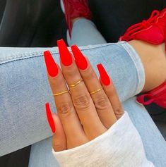 Red Acrylic Nails, Red Nail Designs, Nail Swag, Summer Acrylic Nails, Acrylic Nail Art, Prom Nails, Coffin Nails Designs, Valentine's Day Nails