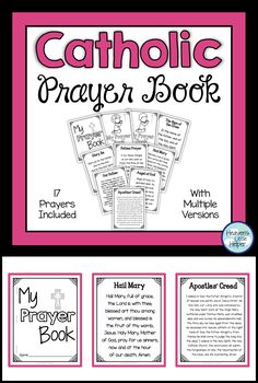 the catholic prayer book is shown with instructions for each page and an open - ended booklet