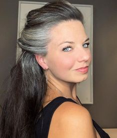 Woman with Premature Gray Hair Hair Turning Gray, Grey Hair Streak, Silver Hair Women, Women Grey Hair, Stop Grey Hair, Hair Turning White, Grey Silver Hair, Premature Grey Hair, Reverse Gray Hair