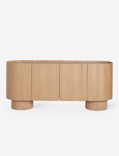 the sideboard is made out of wood and has three sections on each side, one with